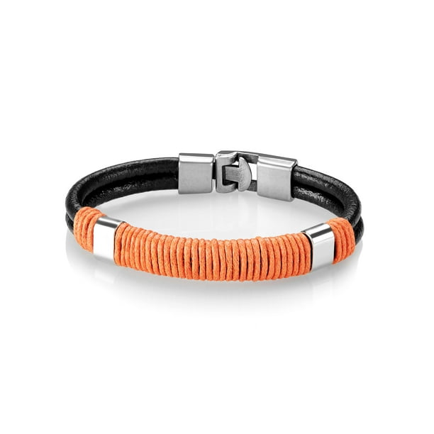 West Coast Jewelry Men S Double Strand Black Leather Red Twine Bracelet 11mm 8 25 Com - West Coast Leather Looting West Coast Jewelry Men S Double Strand Black Leather Red Twine Bracelet 11mm 8 25 Com - West Coast Leather Looting