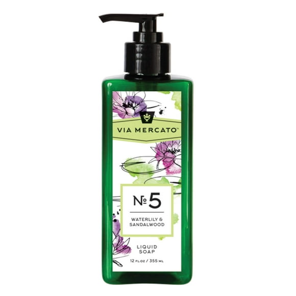 Via Mercato Jabón líquido enriquecido con manteca de karité (12 oz) No. 5 - Nenúfar y sándalo