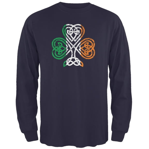 Old Glory Mens St. Patricks Day Shamrock Knot Long Sleeve Graphic T Shirt