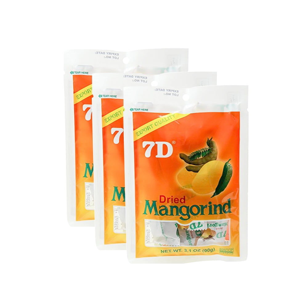 7D Brand Mangorind Dried Fruit (Mango + Tamarind) 90g, (4oz) Pack of