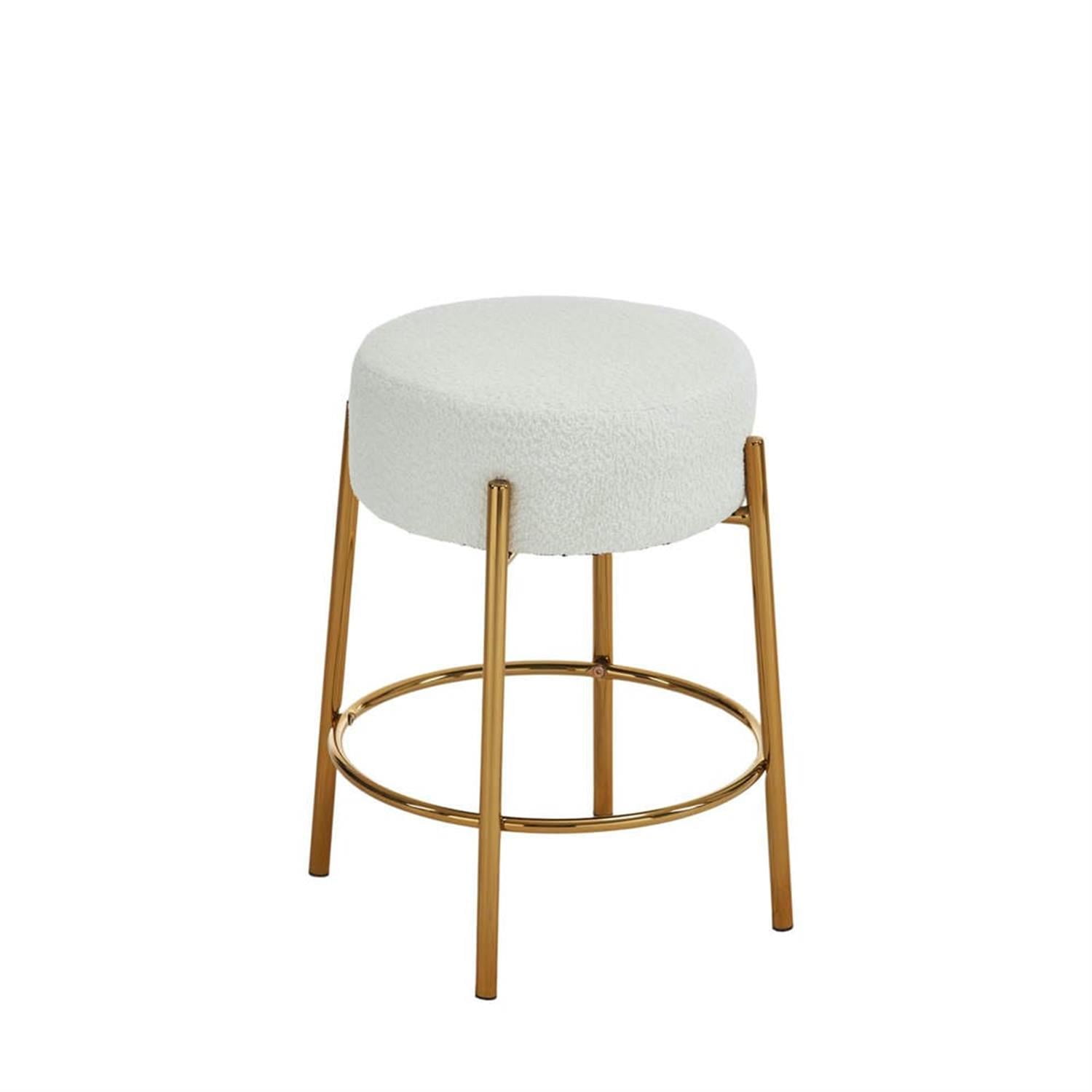 Demi Bonn 24" Counter Height Bar Stools Set of 2, Upholstered Barstools, Kitchen Island Countertop Chairs for Dining Room, Beige+Gold