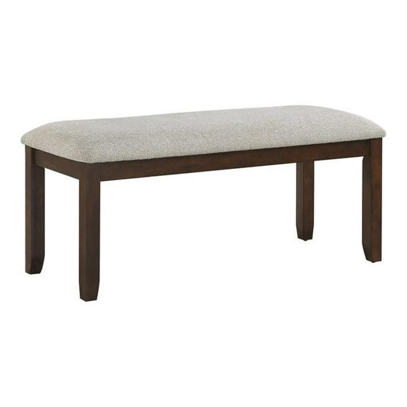 Pemberly Row 42.5" Contemporary Fabric Dining Room Bench in Cherry