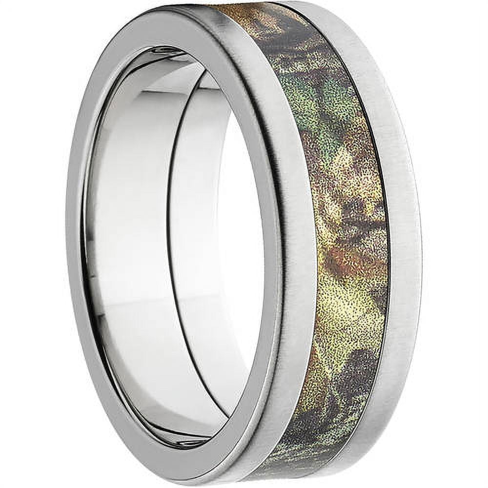 New Break Up Men's Camo Stainless Steel Ring with Cross Brushed Edges and Deluxe Comfort Fit