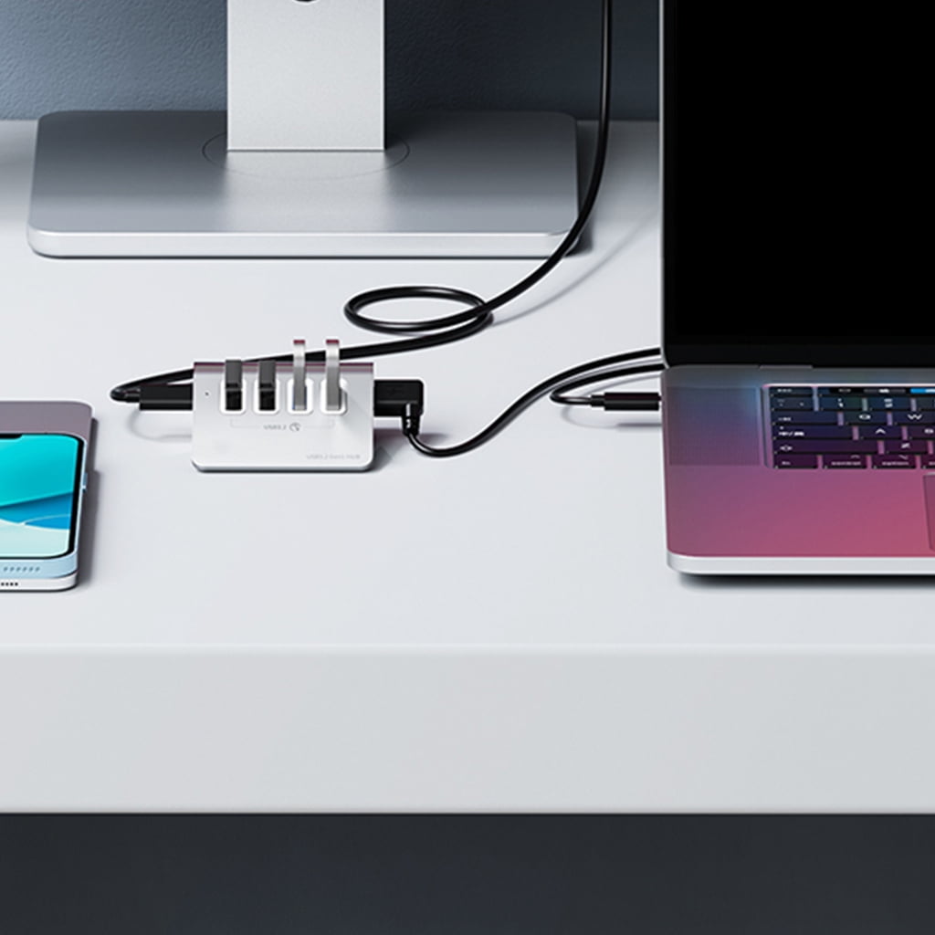 AOOOWER Super Speed 10Gbps 4Port USB 3.2 Hub, USB Splitter Aluminum Design 5V3A Power Supply for Multiple Devices Computers