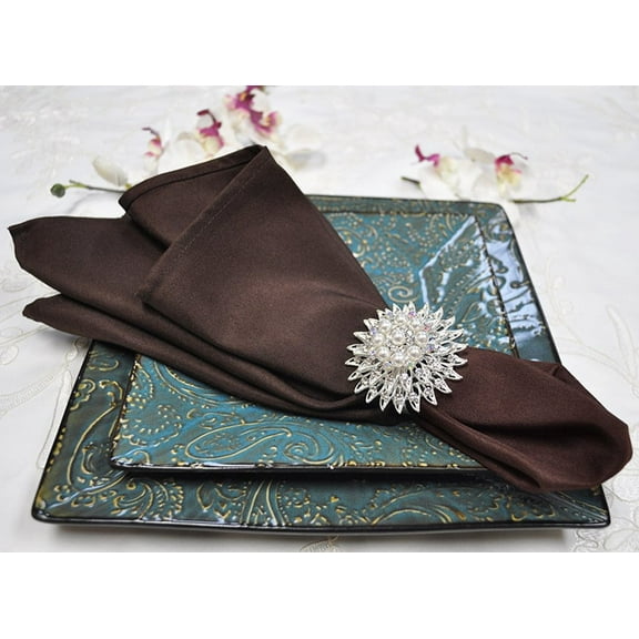 Wedding Linens Inc. (10 pcs) 20" x 20" Polyester Linen Napkins - Chocolate