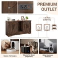 thumbnail image 4 of Blotout 59" Large Cat Litter Box Enclosure for 2 Cats with Power Outlets, Litter Box Furniture Hidden with Double Room, Wooden Cat Washroom Furniture with Lockable Door, Cats House, Brown, 4 of 10