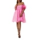 thumbnail image 2 of Vestido de princesa de tul con mangas abullonadas de Tsseiatte para mujer, minivestido de hada con teñido anudado y hombros descubiertos, vestido de fiesta de noche de corte A, 2 of 8
