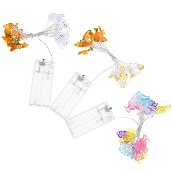3pcs Easter Decorations Lights LED Bunny Carrot String Lights Spring Rabbit Fairy Lights Battery Operated Easter Decor  Festive Lighting 2m