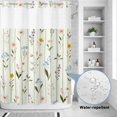 thumbnail image 2 of No Hook Shower Curtain, Spring Floral Shower Curtains for Bathroom with See Through Top Window, Summer Botanical Sage Green Striped Waterproof & Washable Bath Curtain Stall 48"x72", 2 of 9