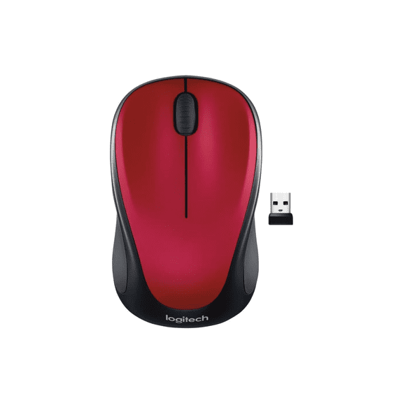 Restored Logitech M317 Wireless Mouse, 2.4GHz with Nano USB Receiver, 1000 DPI Optical Tracking, Ambidextrous Design, Compact Travel Mouse for PC, Mac & Laptop - Red (Refurbished)
