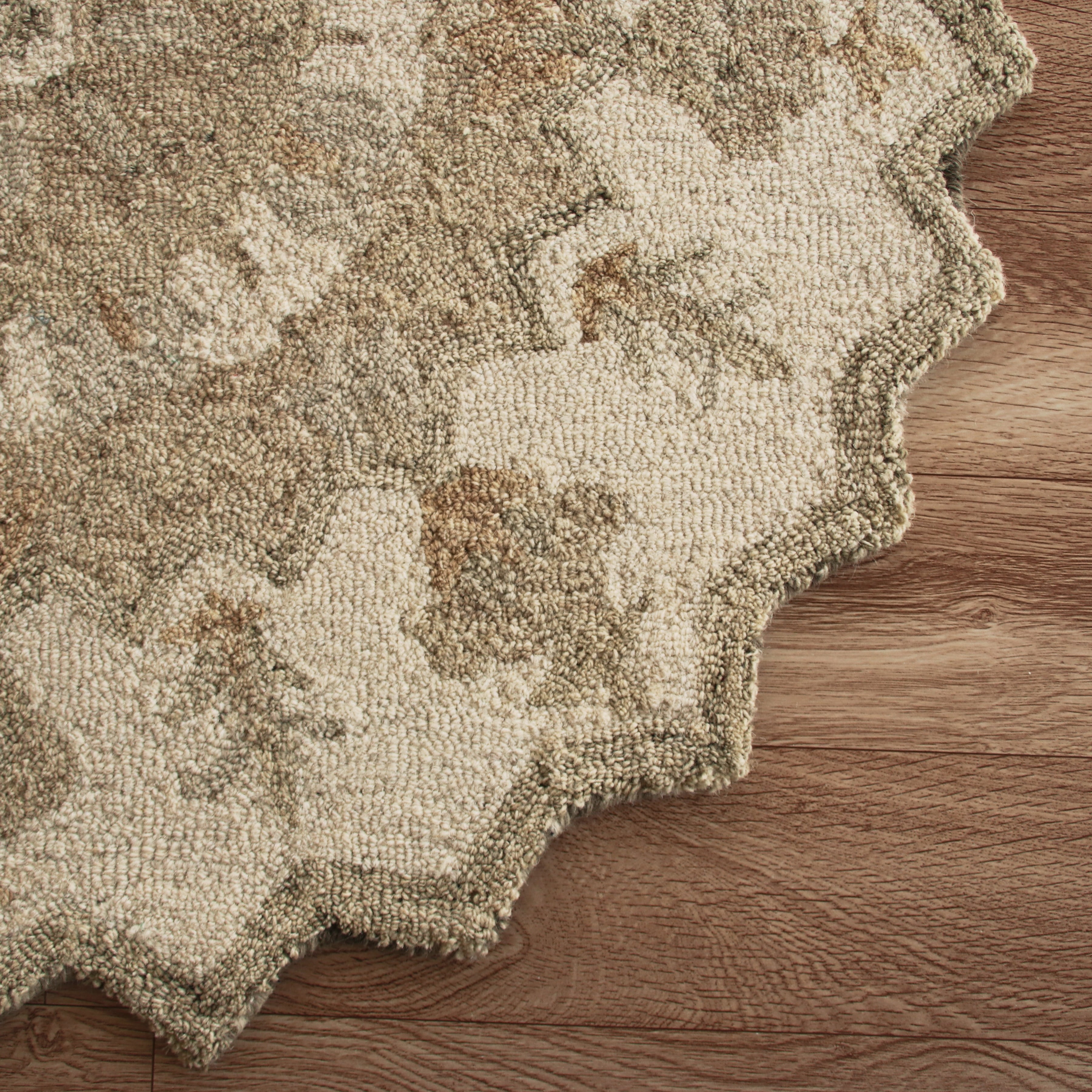 Harlow Hill Daisey Beige Medallion Wool Indoor Area Rug6' Round