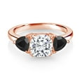 thumbnail image 2 of Gem Stone King 18K Rose Gold Plated Silver White Moissanite and Black Onyx 3 Stone Engagement Ring for Women (2.42 Cttw, Gemstone Birthstone, Available in Size 5, 6, 7, 8, 9), 2 of 3