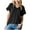 Black, variant on VERUGU Womens Tops Short Sleeve V-Neck Shirts Summer Trendy Knitted Solid Loungewear Base Tee Casual Plain Loose Comfy Tunic Blouses White XXL
