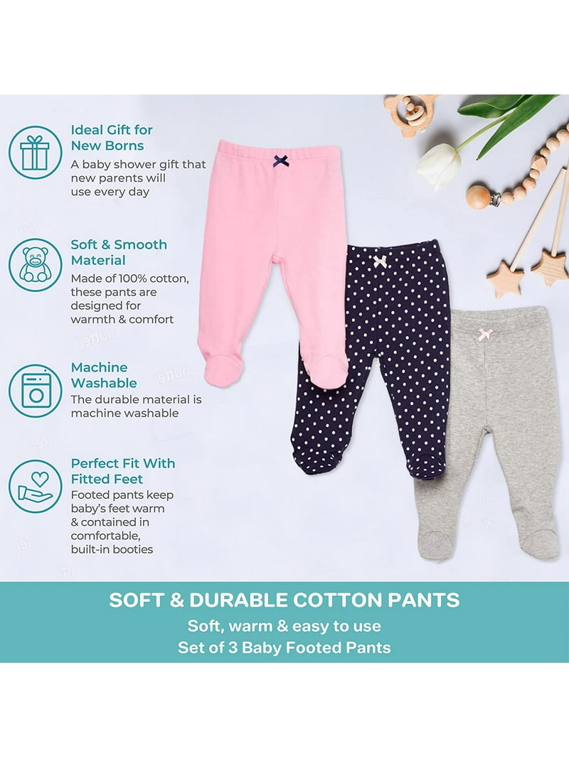 Spasilk Newborn Baby Girls Cotton Pull-On Footed Pants Leggings,