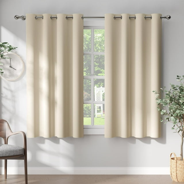 Curtainking Rideaux Occultants Lot de 2 Rideaux à Oeillets Assombrissants pour Salon, 50x63 Pouces, Beige