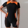 thumbnail image 4 of Alkepwun Womens Boyleg Rash Guard One Piece Swimsuit Padded Bathing Suit UPF 50 Front Zip Surfing Wetsuit Athletic Swimwear, 4 of 7