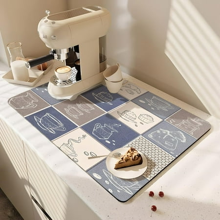 

Coffee Bar Mat Rubber Dish Drying Mat For Kitchen Counter Coffee Mat for Home Bar Gift Kitchen Mat Coffee Bar Accessories Decorative Coffee Shop Chocolate Dish Drying Pad 18 X 24 18x24in