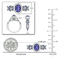 thumbnail image 5 of Dazzlingrock Collection 6X4mm Oval Tanzanite with Round Blue Sapphire & White Diamond Interweaving Double Halo Wedding Ring for Women in 10K White Gold, Size 5.5, 5 of 6