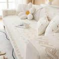 thumbnail image 3 of Nvzi Cotton Quilted Embroidery Sectional Couch Cover Furniture Protector Cover-35.4*62.9inch,White, 3 of 5