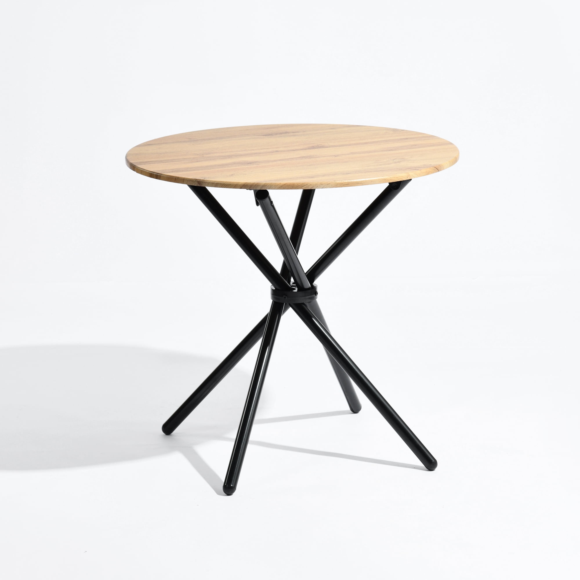 Table à manger 2 personnes Homy Casa, plateau rond de 80 cm avec pieds en métal industriel, table de petit-déjeuner, brun foncé