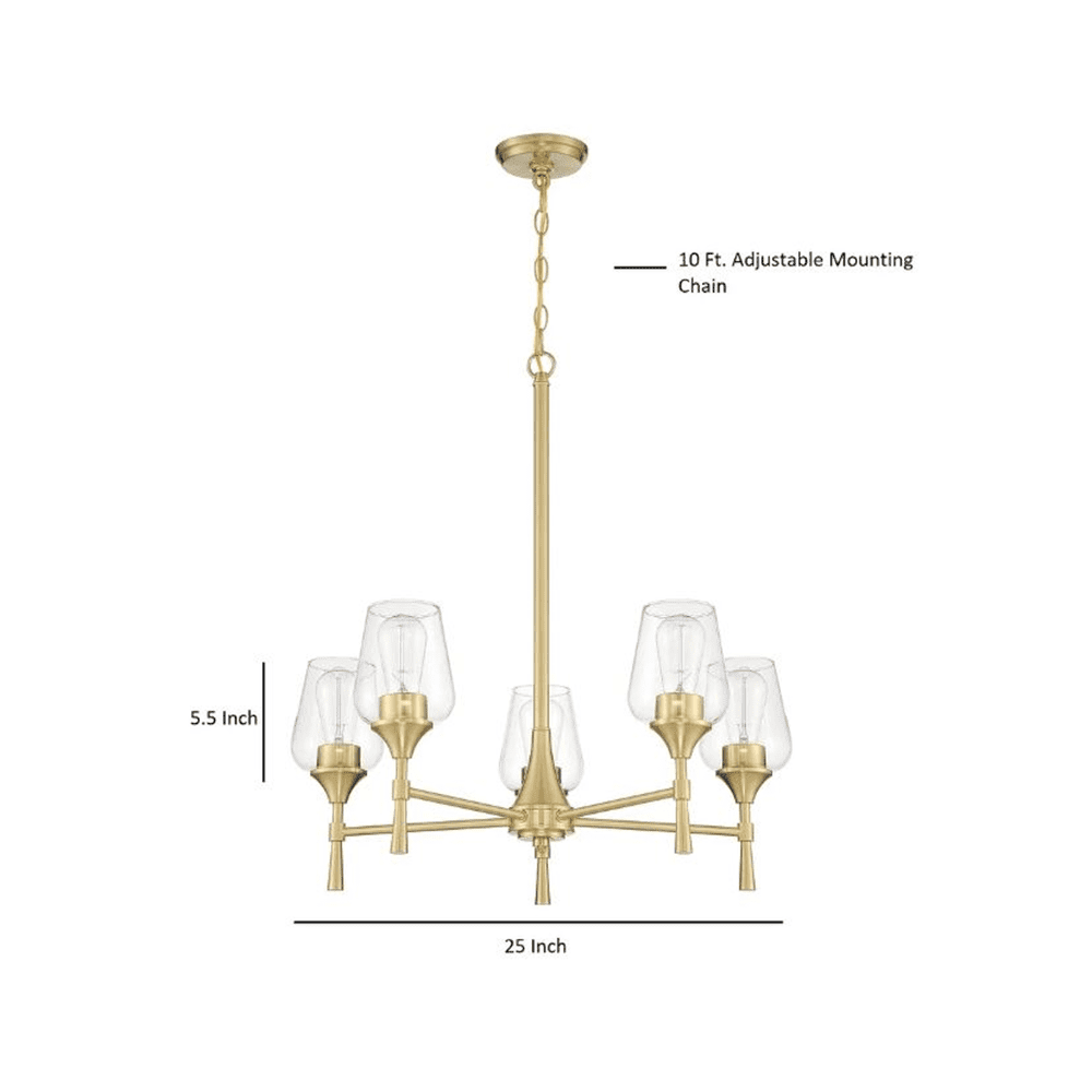 Sunset Stella 5-Light Champagne Gold Chandelier with Glass Shades F27035-18