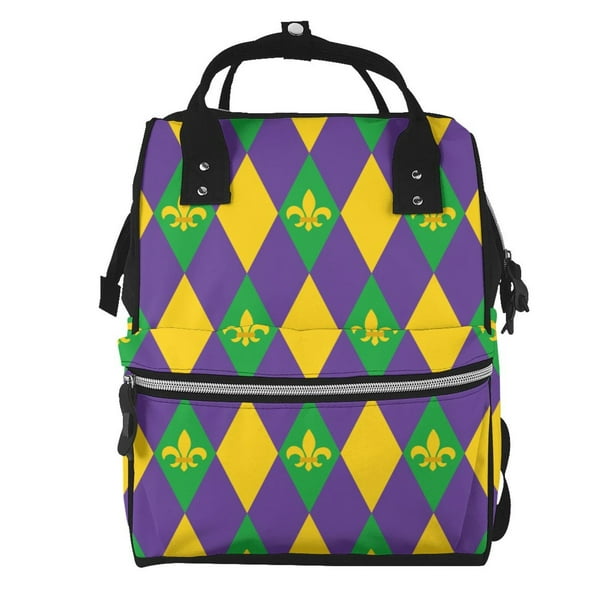 Easygdp Mardi Gras para Bolsa de Bebé de Gran Capacidad con Múltiples Bolsillos, Bolsa de Pañales para Padres, Bolsa de Viaje Organizada y Elegante