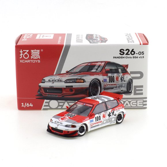 XCARTOYS 1/64 S26-05 PANDEM Civic EG6 V1.5 Alloy Simulation Car Model Static Decoration S26-05