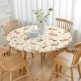 thumbnail image 3 of Round tablecloth with elastic edge, soft polyester fabric, water-resistant, floral design, fits 44-52 inch tables, big size version, 3 of 7