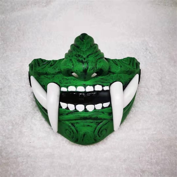 Máscara para Halloween Máscara japonesa Hannya De-mon Oni Sam-urai NOH Kabuki Prajna diablo máscara de media cara Cosplay Comprar 2 barco 3