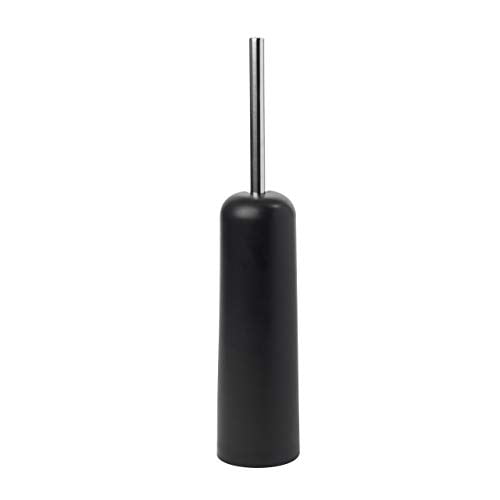 Umbra Touch Black Toilet Brush with Open Back Hideaway Holder - Durable, Slim, Plastic & Metal Toilet Bowl Cleaner With Rubber Finish - Soft and Dense Brush Bristles - Removes All Stubborn Stains