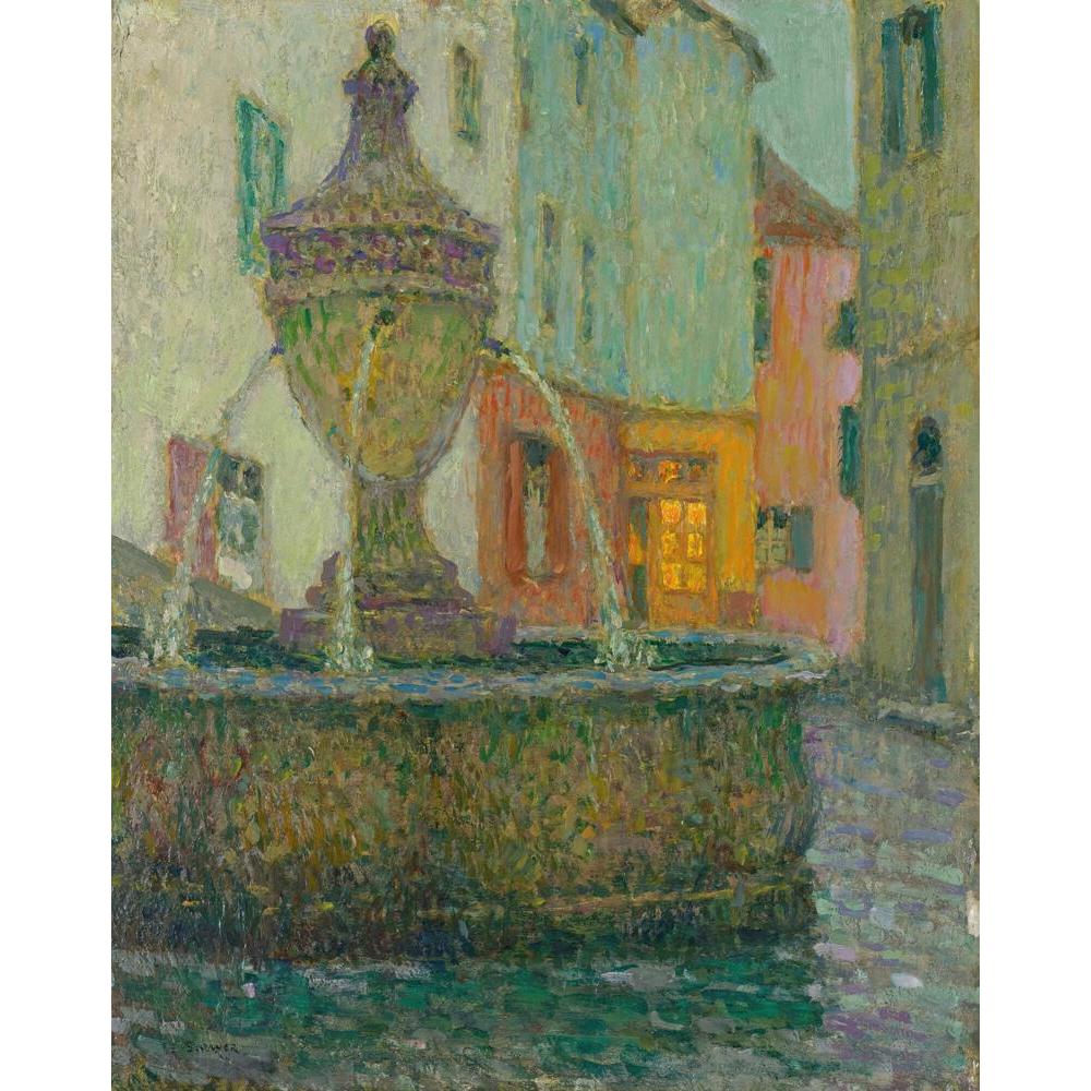 Henri Le Sidaner 12x14 Black Modern Framed Museum Art Print Titled - La Fontaine, Saint-Paul De Vence (1925)