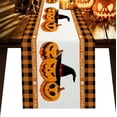 thumbnail image 1 of Halloween Table Runner, Pumpkin Orange Plaid Rustic Table Runner for Holiday Birthday Party Kitchen Dining Table Home Decor,, 1 of 8