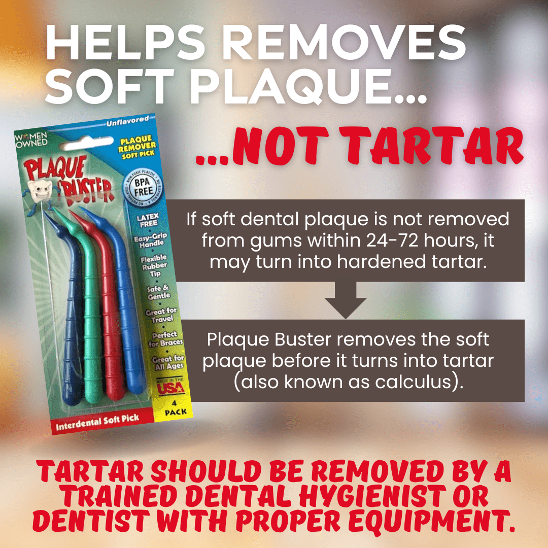 Plaque Buster Gum Stimulator & Plaque Remover, Made in USA, Great for Oral Health and Healthy Gums, Multicolor, 4 Count (Pack of 4)