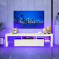 thumbnail image 2 of TV Stand with LED Lights up to 75 inch TV, Smart Modern TV Cabinet for Living Room Purple Color LED, High Gloss TV Cabinet with Storage Shelves & 2 Drawers, White, 2 of 8