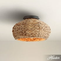 Hunter - Cambria 1-light Matte Black, Large Flush Mount Light, Dimmable, Casual Style, Mushroom Shaped, for Bedrooms, Dining, Living Rooms - 48073