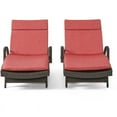 thumbnail image 1 of Noble House Salem Chaise Longue Extérieure en Osier Réglable avec Coussin Rouge (Ensemble de 2), 1 of 8
