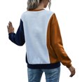 thumbnail image 4 of Sudadera de Mujer 3 Colores Empalme Estilo Suelto Transpirable Manga Larga Otoño Invierno Sudadera con Capucha para Diario Café Azul Marino XL, 4 of 6