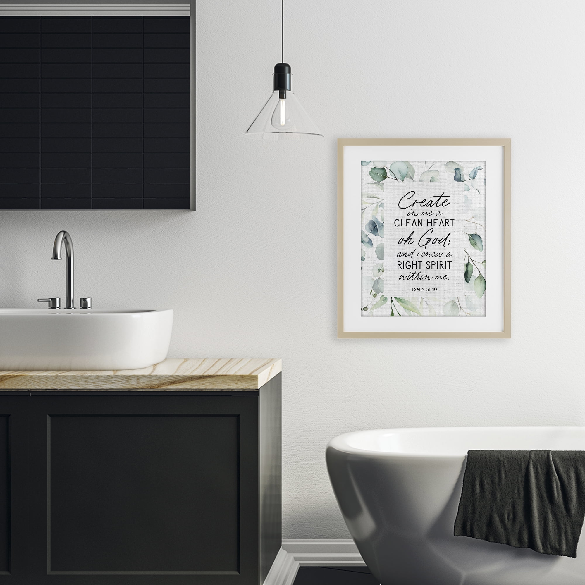 Clean Heart & Right Spirit Birch Framed Print Under Glass, design by Lettered and Lined