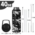 thumbnail image 2 of 40oz Sea Turtle Water Bottles with Flip Straw & Spout Lid, Double Wall Stainless Steel Travel Sport Bottle, Black Gym Gifts for Women Men (1PC), 2 of 6