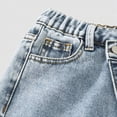 thumbnail image 5 of kpoplk Girl's Elastic High Waist Ripped Baggy Jeans Wide Leg Distressed Denim Pants(Blue,11-12 Y), 5 of 7
