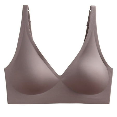 

fanshao Lady Bra Padded Sexy Soft Intimate Solid Color Support Breast Seamless Wire Free V Neck Sports Bra for Daily Wear
