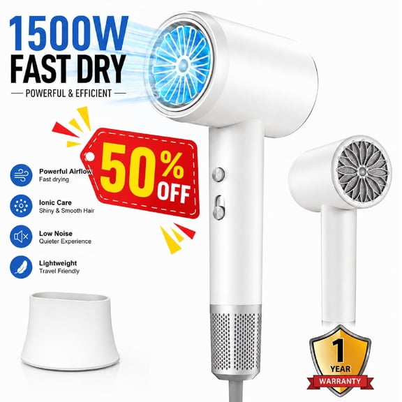 Ionic Hair Dryers, High-Speed Blow Dryer for Fast Drying Includes Concentrator, Cool Shot