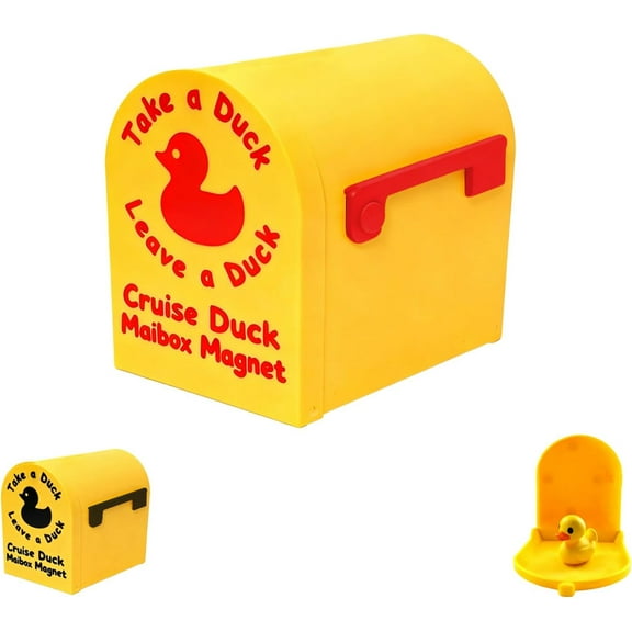 Cruise Duck Mailbox Magnet, Duck Mailbox for Cruise Door, Cruising Duck Mini Mailbox Door, Cruise Ducks, Ducks for Cruise Ship, Cruise Essentials, Cruise Door Decorations Magnetic (1, Gold Red)