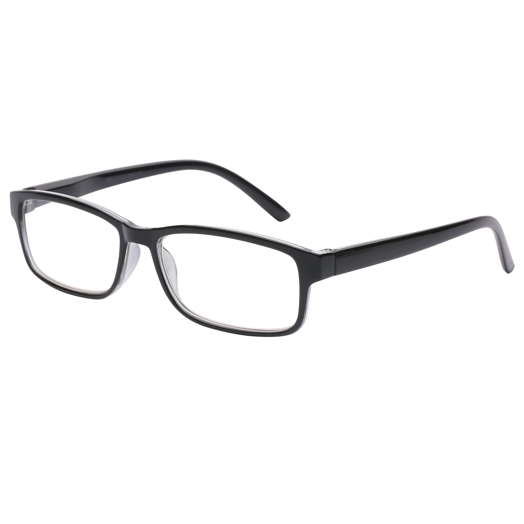 M+ Men's Scratch Resistant Fraizer +1.50 Rectangle Reading Glasses with Case, Black