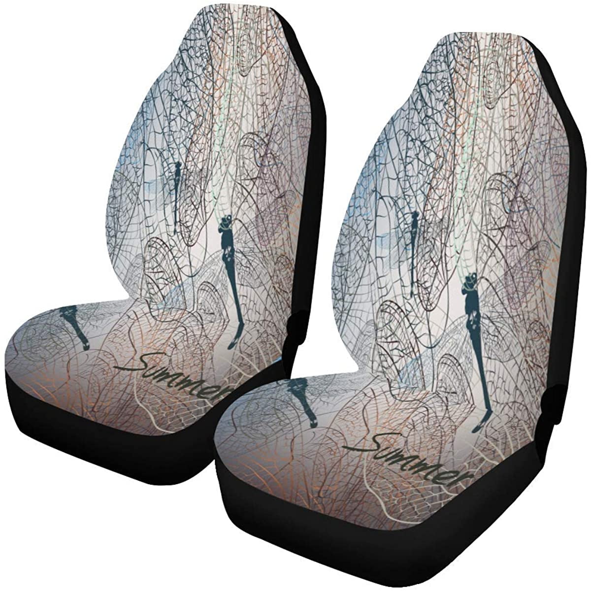 FMSHPON Set of 2 Car Seat Covers Vintage Dragonfly Art Universal Auto