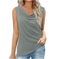 thumbnail image 2 of RYDCOT Tank Top for Women 2024 Cowl V Neck Sleeveless Blouse Loose Fit Solid Color Summer Vest Tops Basic Tops Tee Women Clothing Clearance Gray, 2 of 8