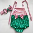 thumbnail image 3 of 2 Style Baby Girl Mermaid Sequins Swimsuit Bow Romper Headband Bikini Swimming Suit, 3 of 5
