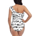 thumbnail image 5 of Sikiie Fish Bones Print Women One Piece Swimsuits Tummy Control One Shoulder Bathing Suits Ruffle Swimwear, From S to XXL-Large, 5 of 6