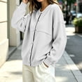 thumbnail image 5 of cocolona Womens Button Down Sweatshirts Crew Neck Long Sleeve Shirts Loose Casual Solid Color Jacket, 5 of 7