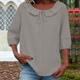 thumbnail image 5 of cocolona Womens Summer Tops Ruffle Drawstring Crew Neck 3/4 Sleeve Shirts Fashion Casual Loose Tunic Blouses, 5 of 5
